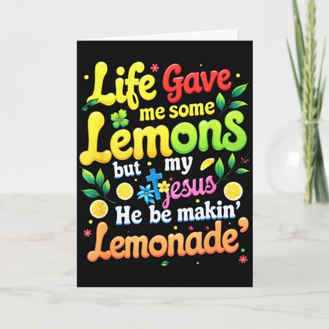 Jesus Life Gave Me Some Lemons Making Lemonade Bib Card (Front)