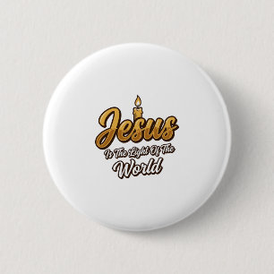 Jesus Light of the World Candle Christian Vector_1 2 Inch Round Button