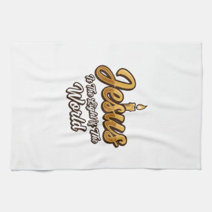 Jesus Light of the World Candle Christian Vector_1 Kitchen Towel