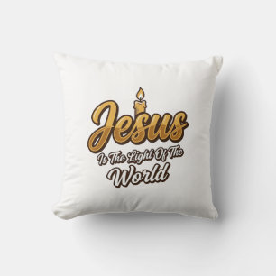 Jesus Light of the World Candle Christian Vector_1 Throw Pillow