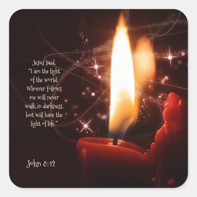 Jesus Light of the World Psalm 8, Bible, Christmas Square Sticker (Front)