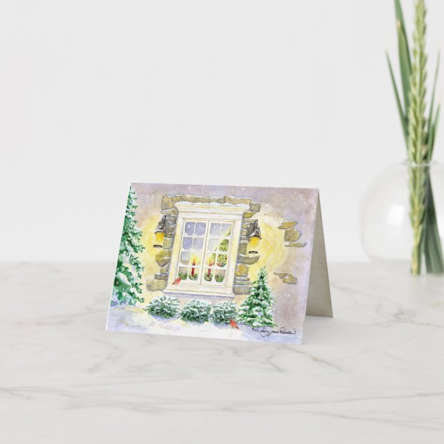 Jesus Light of the World Winter Christmas Window Holiday Card (Front)