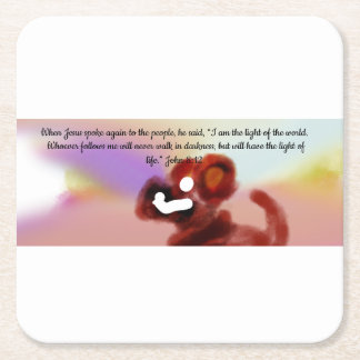 jesus light world  square paper coaster