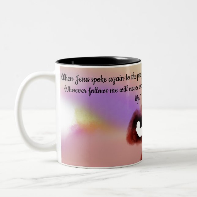 jesus light world  Two-Tone coffee mug (Left)