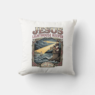 Jesus Lighthouse Keeper Jesus Lighthouse Keeper Ch Throw Pillow