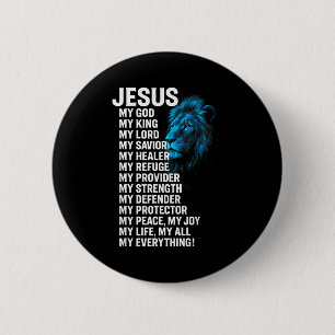 Jesus - Lion Christian King Lord Savior Faith 2 Inch Round Button