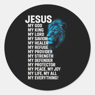 Jesus - Lion Christian King Lord Savior Faith  Classic Round Sticker