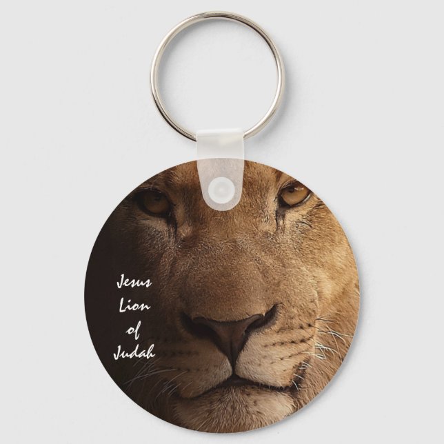 Jesus Lion of Judah Inspirational Christian Quote Keychain (Front)