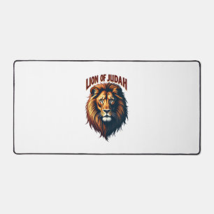 Jesus Lion of Judah Vintage Engraving Christian Te Desk Mat