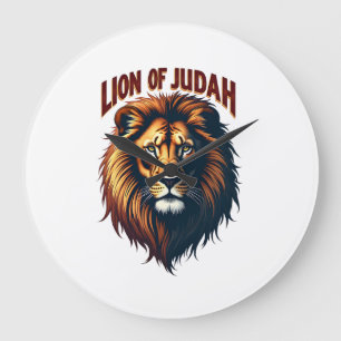 Jesus Lion of Judah Vintage Engraving Christian Te Large Clock