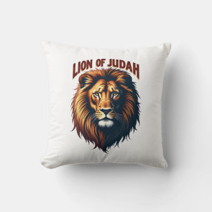 Jesus Lion of Judah Vintage Engraving Christian Te Throw Pillow