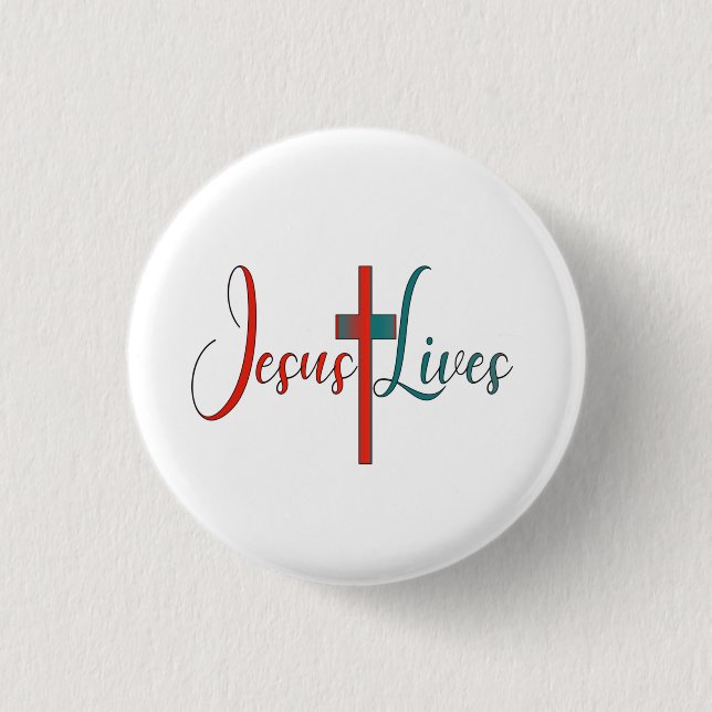 Jesus lives 1 inch round button (Front)