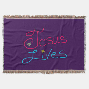 Jesus Lives Deep Purple  Throw Blanket