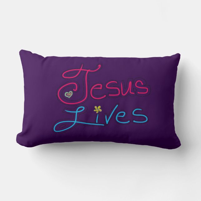 Jesus Lives Purple  Lumbar Pillow (Front)