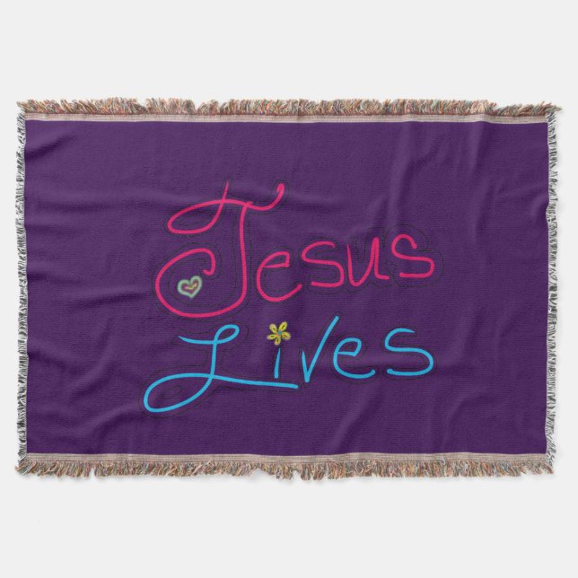 Jesus Lives Purple  Throw Blanket (Front)
