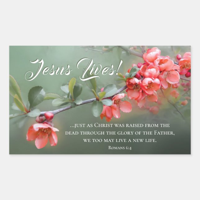 Jesus Lives Spring Flowers Bible Verse Easter Sticker (Front)