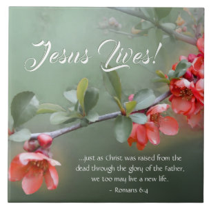 Jesus Lives Spring Flowers Bible Verse Easter Tile