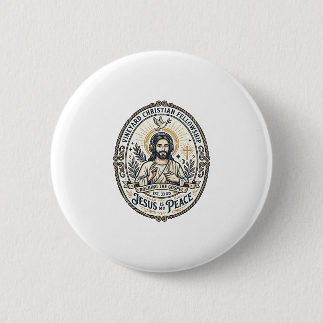 Jesus Lo Fi Study Beats Aesthetic Graphic Tee Chri 2 Inch Round Button (Front)