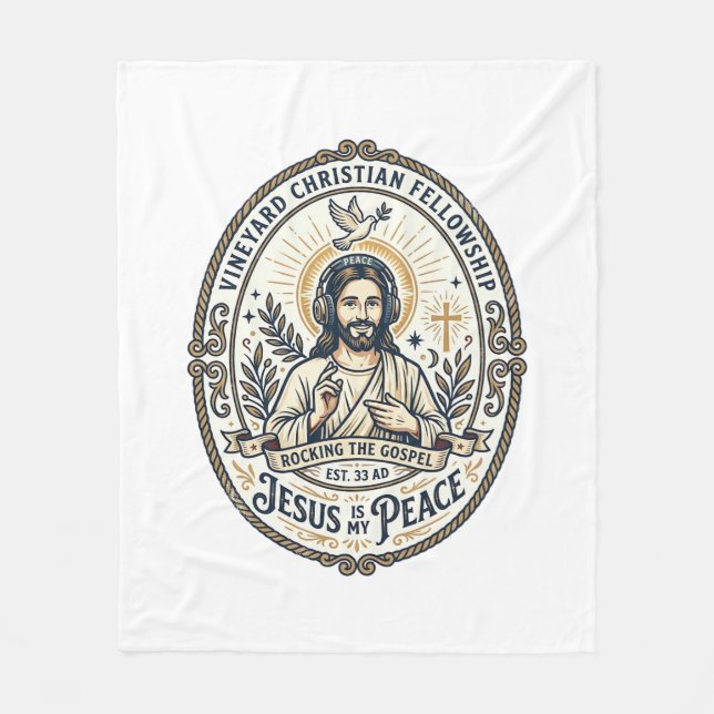 Jesus Lo Fi Study Beats Aesthetic Graphic Tee Chri Fleece Blanket (Front)