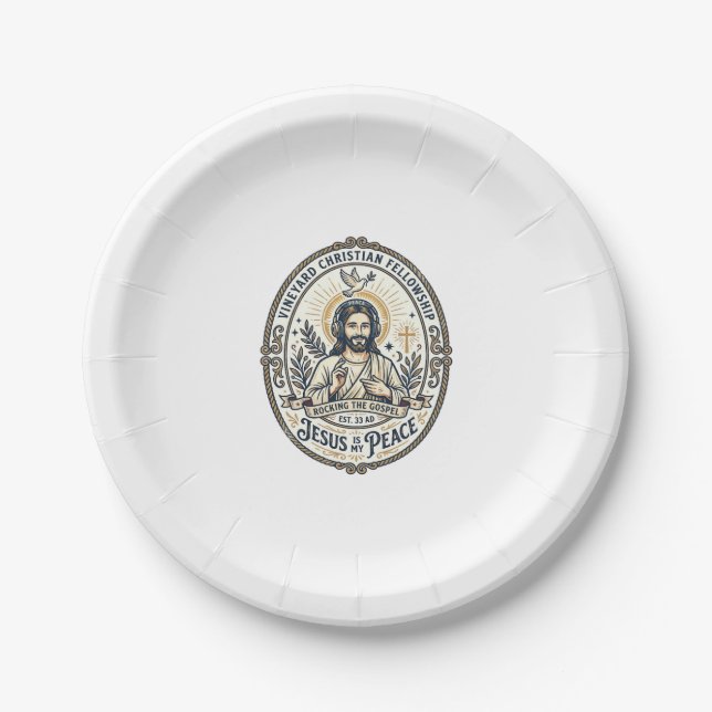Jesus Lo Fi Study Beats Aesthetic Graphic Tee Chri Paper Plate (Front)