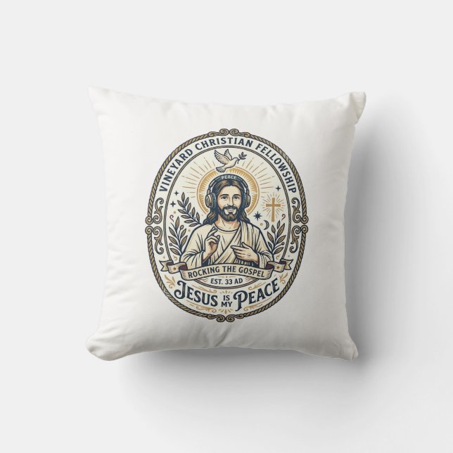 Jesus Lo Fi Study Beats Aesthetic Graphic Tee Chri Throw Pillow (Front)