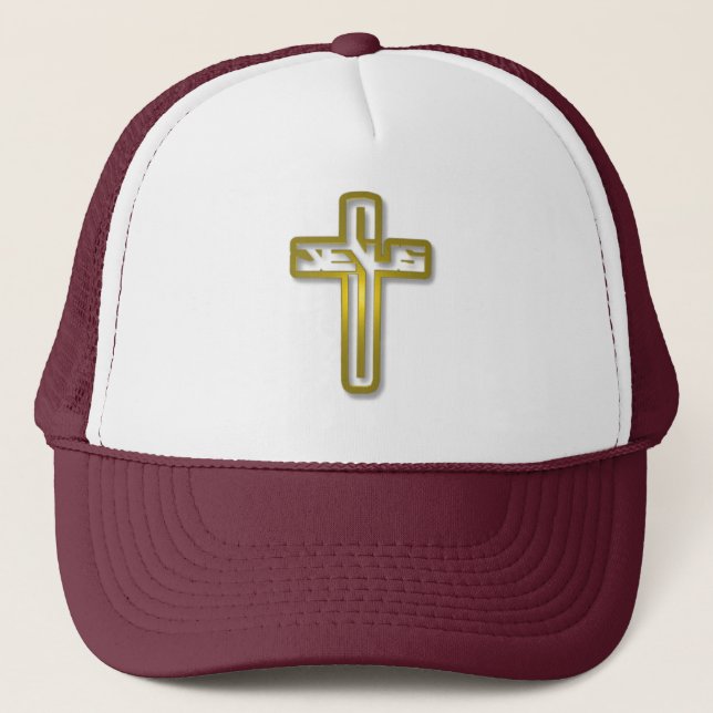 Jesus logo in Gold Trucker Hat (Front)