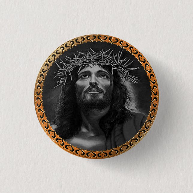Jesus looking in the heavens 1 inch round button (Front)