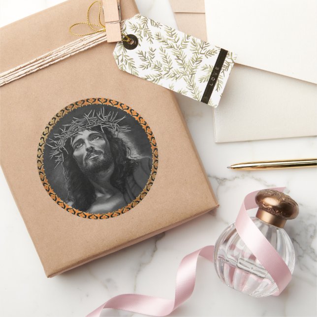 Jesus looking in the heavens classic round sticker (Gifting)