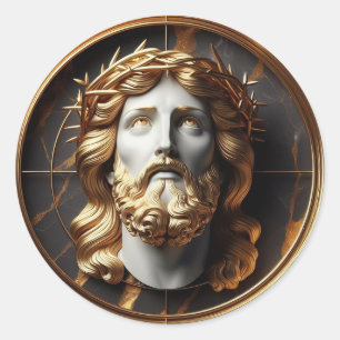 Jesus looking in the heavens with Divine Encounter Classic Round Sticker