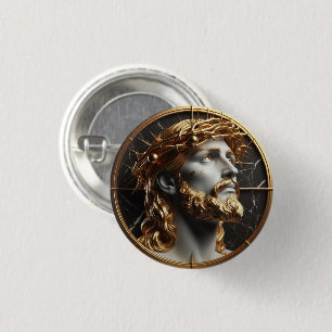 Jesus looking in the heavens with thorns 1 inch round button