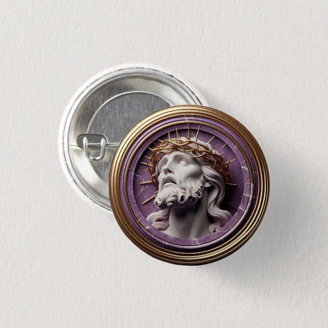 Jesus looking in the heavens  with thorns 1 inch round button (Front & Back)