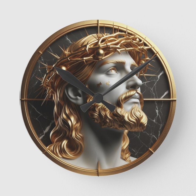 Jesus looking in the heavens  with thorns round clock (Front)