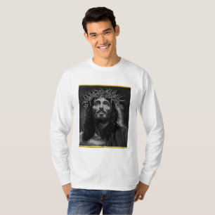Jesus looking into heaven with a gold foil design T-Shirt