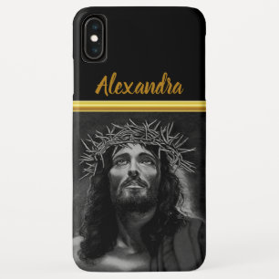 Jesus looking into heaven with a gold foil Stripe iPhone XS Max Case