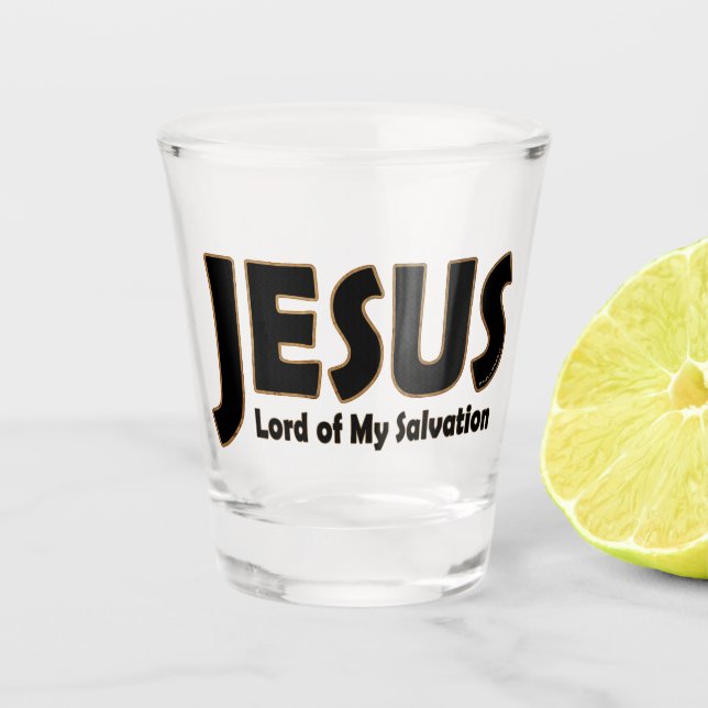 Jesus Lord Salvation Shot Glass (Front)
