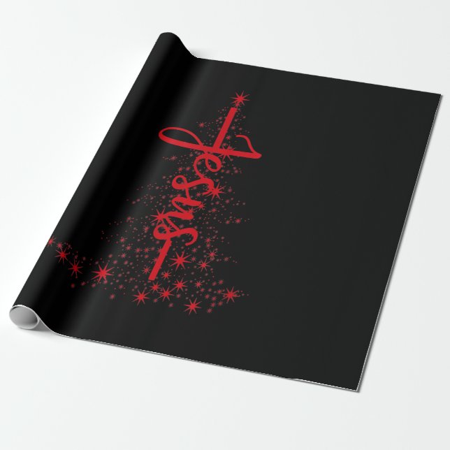 Jesus Love | Christmas Tree Christian Star Jesus Wrapping Paper (Unrolled)