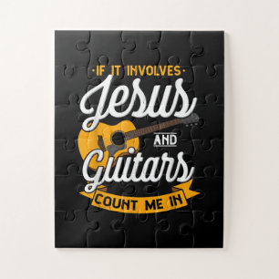 Jesus Love If It Involves Jesus And Guitar Count Jigsaw Puzzle
