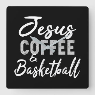 Jesus Love | Jesus Coffee And Basketball Square Wall Clock