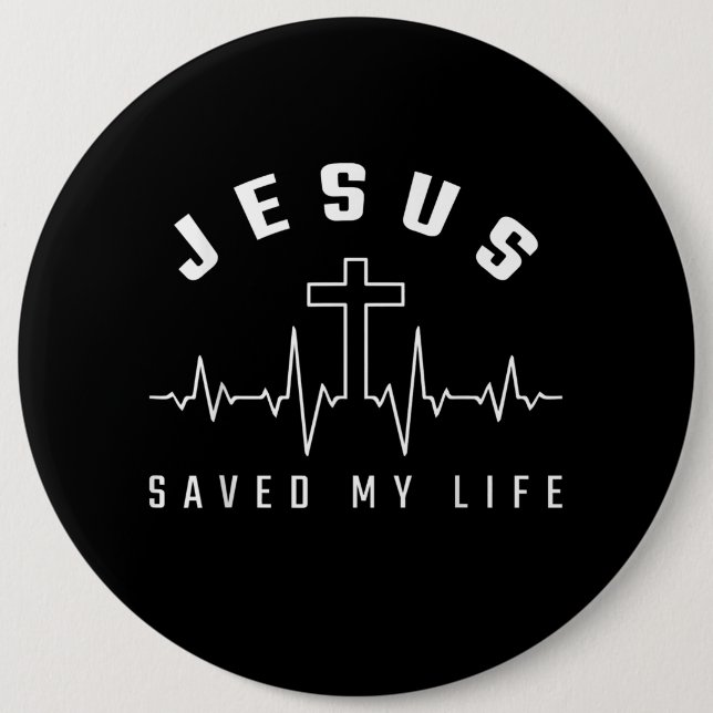 Jesus Love | Jesus Saved My Life Cross Christian 6 Inch Round Button (Front)