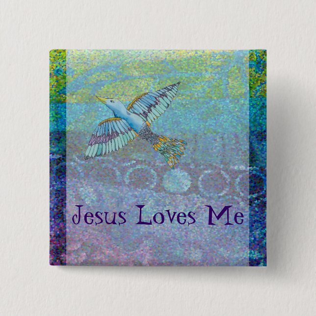 Jesus Love Me 2 Inch Square Button (Front)