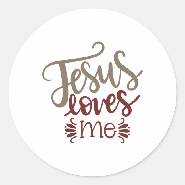 Jesus love me classic round sticker (Front)