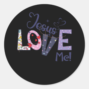 Jesus Love Me Cute Faith Classic Round Sticker