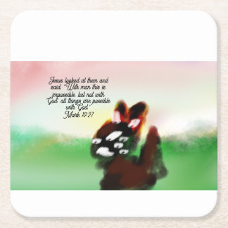 jesus love square paper coaster