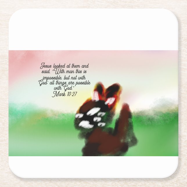 jesus love  square paper coaster (Front)
