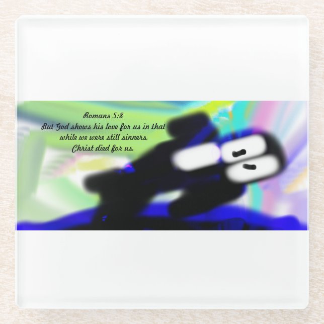 Jesus love us  glass coaster (Front)