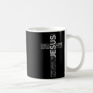 Jesus Love White On Black Christian Cross Design  Coffee Mug