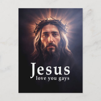 Jesus love you gay postcard