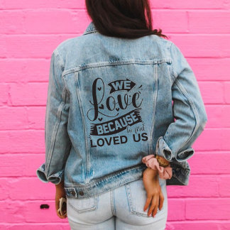 Jesus loved us Religious Women's Denim Jacket
