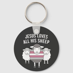 Jesus Loves All His Sheep LGBT Pride Month Keychain