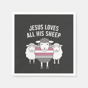 Jesus Loves All His Sheep LGBT Pride Month Napkin